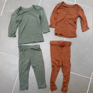Solly Baby brown and green modal pajama set bundle, 6-12 months